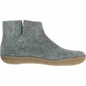 Glerups Wool Felt Ankle Boot Slipper with Leather Sole